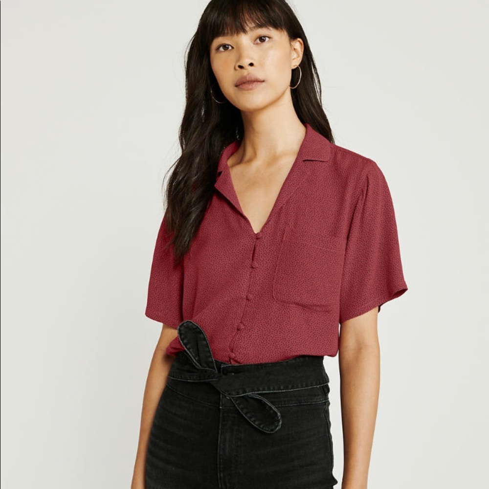 Red Dotted Button Down Shirt